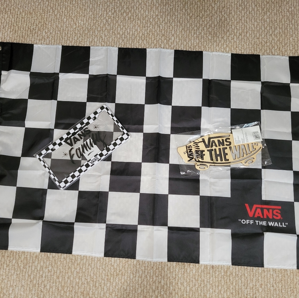 Vans flag, sign and car tag frame
